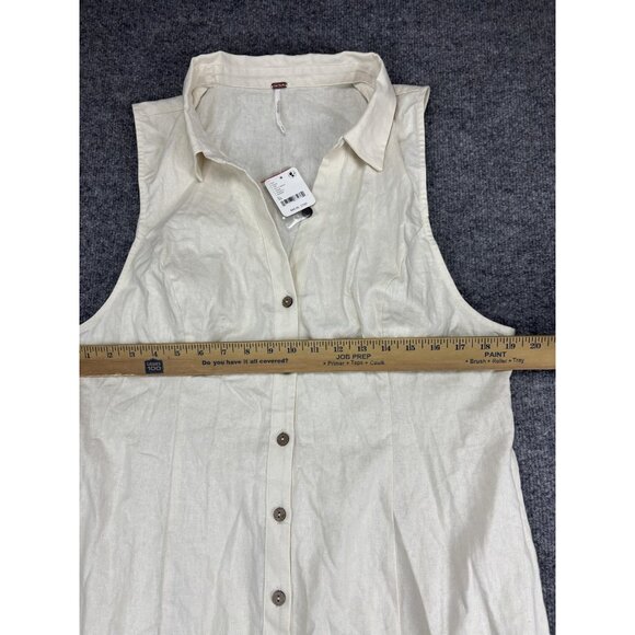 Free People Shirt Dress Womens XL Nilla Cream Sleeveless Button Front Maxi - Picture 4 of 9